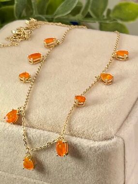 Fire Opal Stationary Necklace